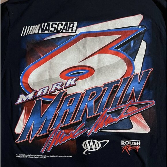 Vtg Nascar Shirt Mens Large Black Cut Tag AAA Mark Martin 90s Y2K All Over - Picture 4 of 6